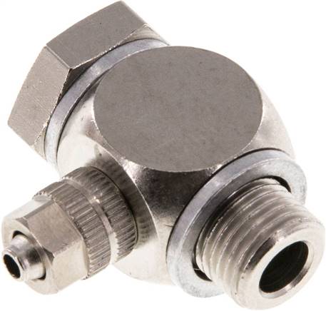 4.3x3 & G1/8'' Nickel plated Brass Banjo Push-on Fitting with Male Threads with O-ring Rotatable [10 Pieces]