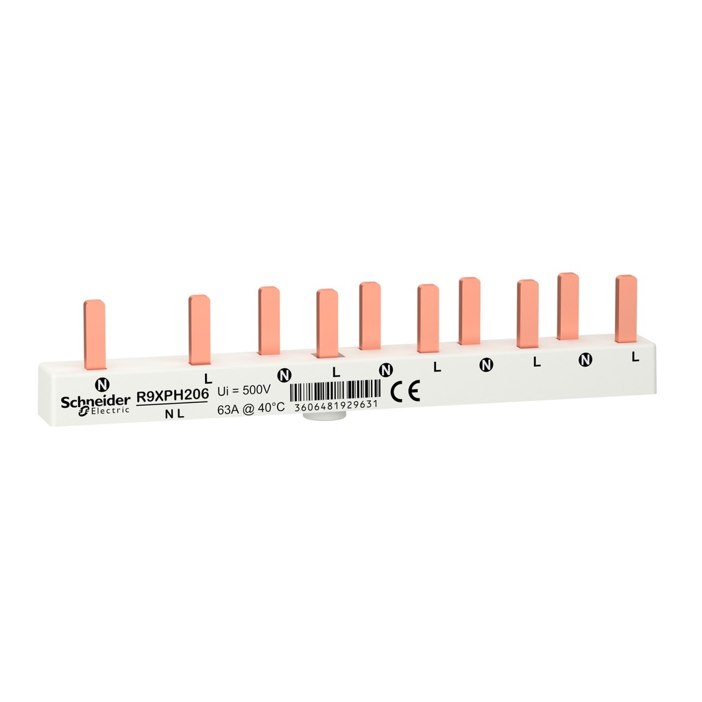 Schneider Electric Merlin Gerin Resi 9 Carril Peine - R9XPH206 [4 Piezas]