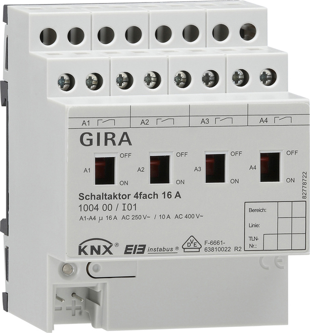 Sistema de bus de actuador de conmutación de carril DIN Gira KNX - 100400