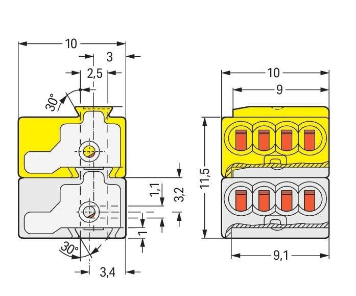 Terminal De Conexión Del Sistema Wago Micro Bus - 243-212 [50 Piezas]