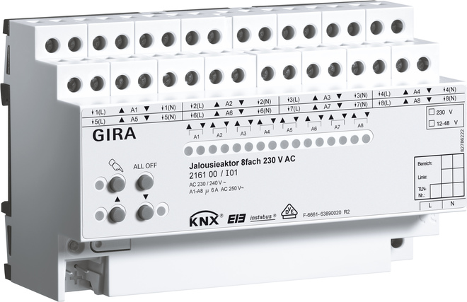 Gira KNX Busrailsysteem voor Jaloezie- en rolluikbesturing - 216100