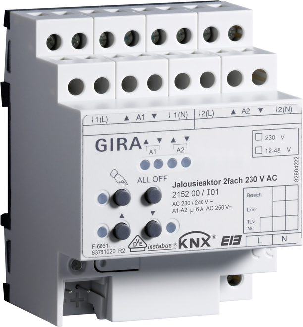 Système de Bus d'actionneurs Pour stores Gira KNX sur Rail DIN - 215200