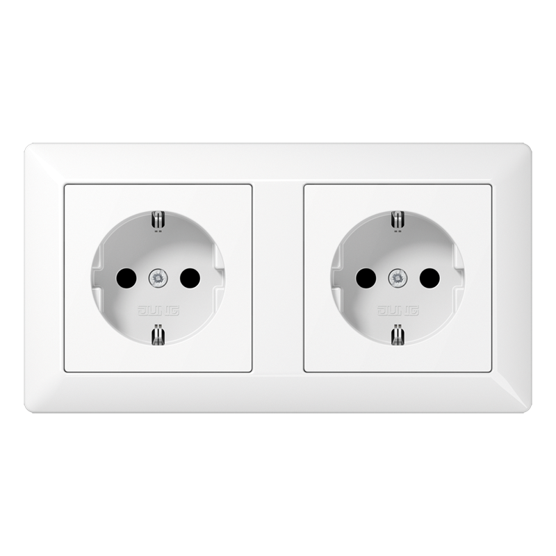 Jung AS500 Wall Outlet Box (WCD Switchgear) (European Socket) - AS1520-2WW