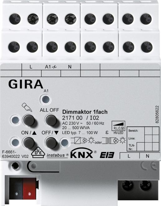 Gira KNX DIN-Rail Dimming Actuator Bus System - 217100