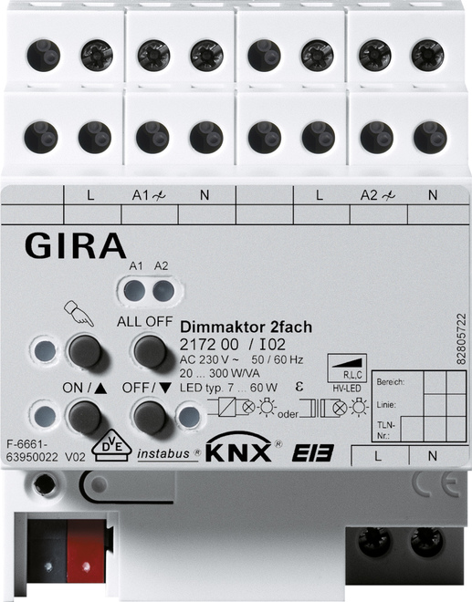 Gira KNX DIN-Rail Dimming Actuator Bus System - 217200