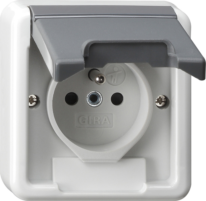 Gira Splash-Proof Surface-Mounted Socket Outlet (WCD Switchgear) - 048535