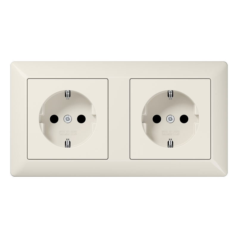 Jung AS500 Wall Outlet Box (WCD Switchgear) (Prise européenne) - AS1520-2BFKI