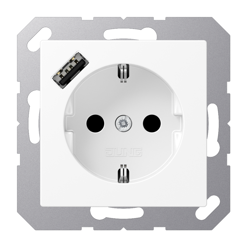 Jung A RANGE Wall Outlet (WCD Switchgear) (European Socket) - A1520-18AWWM