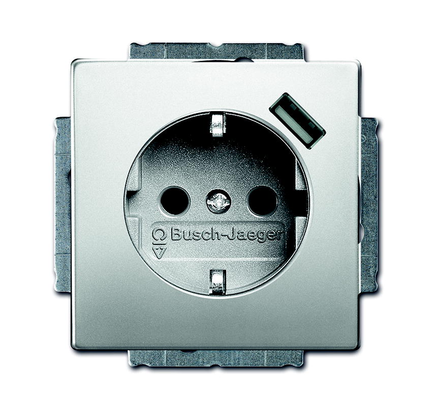 ABB Busch-Jaeger Pure Stainless Steel Wall Outlet (WCD Switchgear) - 2CKA002011A6166