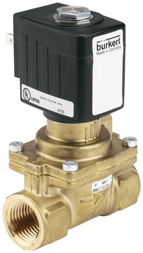 Solenoid Valve G1 1/4'' NC Brass NBR 0.2-16bar/3-232psi 24VDC Anti-Waterhammer Oxygen Fat/Oil Free 6281 20001256