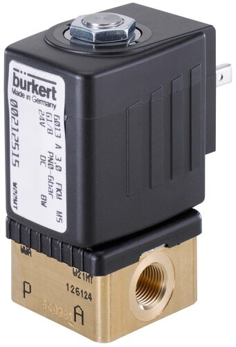 Solenoid Valve G1/4'' NO Brass FKM 0-16bar/232psi 24VDC Oxygen Fat/Oil Free 6013 339233