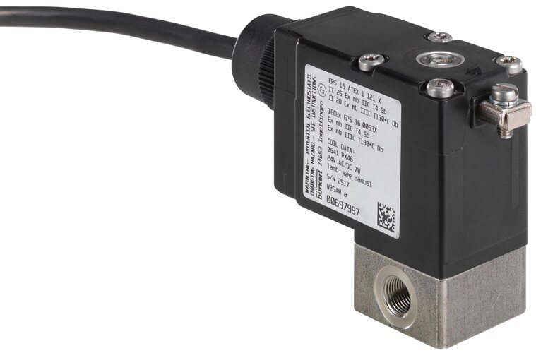 Solenoid Valve NPT 1/4'' NC Stainless steel FKM -1-8bar/-15-116psi 24VDC Oxygen Fat/Oil Free 2873 382641