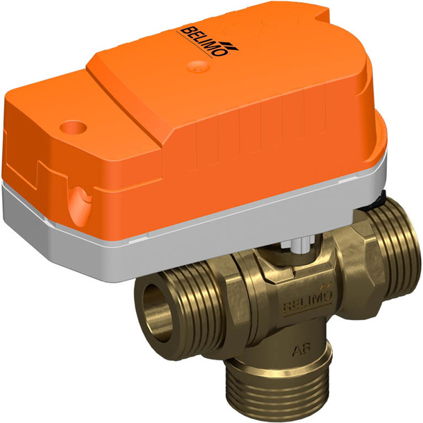 Belimo 3-Way Ball Valve G3/4 Kvs2.3 24VAC/DC Fail-Safe 75s 2-point 1Nm IP40 Terminal C515Q-H/CQK24A-T