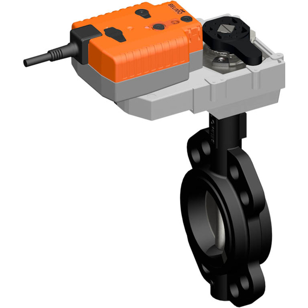 Elektrische Absperrklappe DN25/PN16 24V AC/DC modulierend Fail-Safe Zwischenflansch GGG40 EPDM IP54 ISO 5211 Belimo