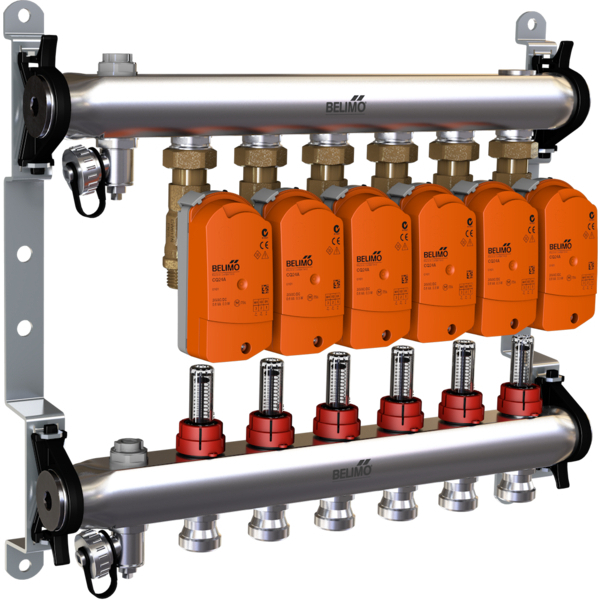 Belimo Verdeelstuk 6 X Zonekleppen 24VAC/DC 75s MP-Bus 1Nm IP40 EM-ECQ-06F/CQ24A-MPL