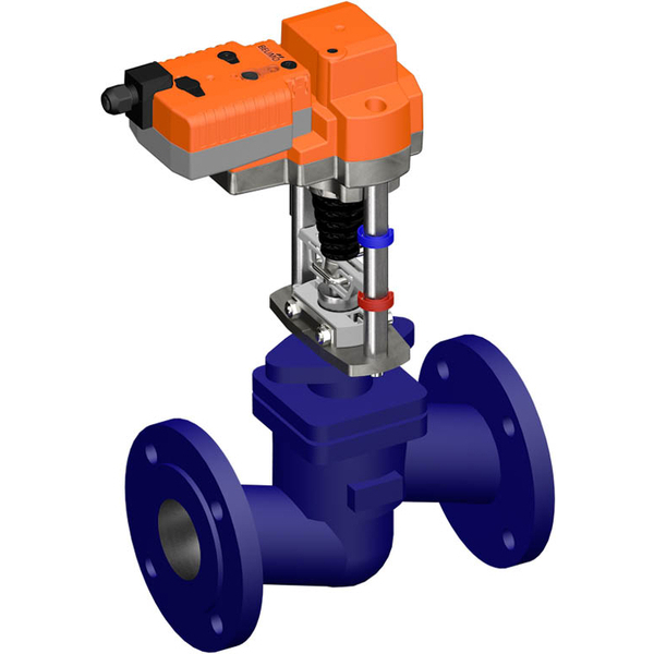 Belimo Geradsitzventil DN65 Flansch 30mm Hub Kvs63 24VAC/DC Ausfallsicher NC/NO 150s BACnet/Modbus/MP-Bus 2000N IP54 H665S/AVK24A-MOD