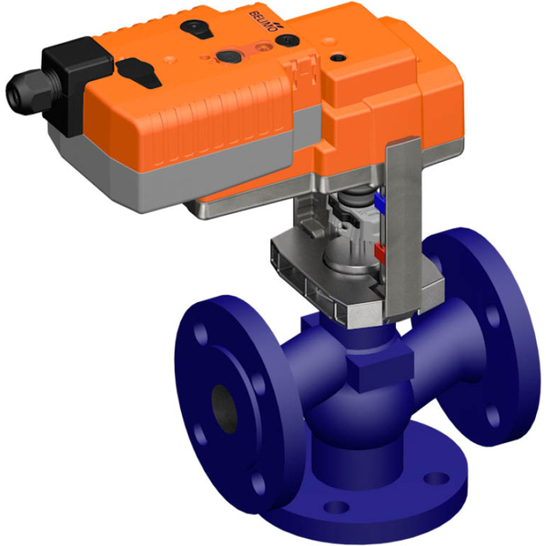 Belimo 3-Wege Geradsitzventil DN15 Flansch 15mm Hub Kvs1.6 100-240VAC Ausfallsicher 150s 3-Punkt 1000N IP54 H713N/NVK230A-3