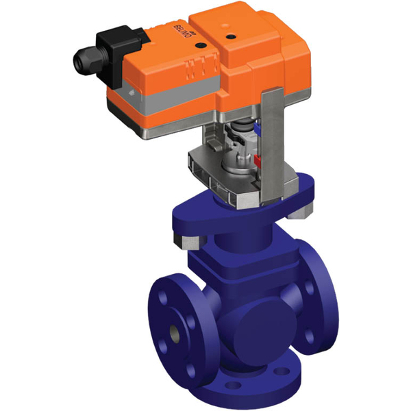 Belimo 3-Wege Geradsitzventil DN15 Flansch 20mm Hub Kvs4 24VAC/DC 150s BACnet/Modbus/MP-Bus 1500N IP54 H715S/SV24A-MOD