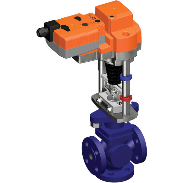 Belimo 3-Wege Geradsitzventil DN15 Flansch 20mm Hub Kvs4 24VAC/DC Ausfallsicher 150s MP-Bus 0-10/2-10V 1000N IP54 H715S/NVK24A-MP-TPC