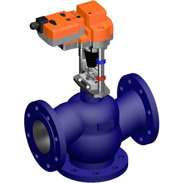 Belimo 3-Way Globe Valve DN65 Flange 30mm Stroke Kvs63 24VAC/DC Fail-Safe 150s 2-10V 2000N IP54 H765N/AVK24A-SR-TPC