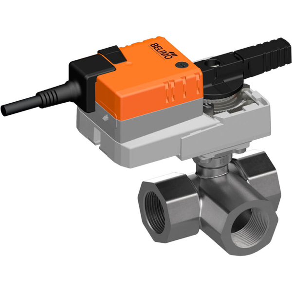 Belimo 3-Way Ball Valve Rp1-1/4 Kvs9 24VAC/DC 90s BACnet/Modbus 10Nm IP40 RJ12 R3032-BL2/NR24A-MOD-J6