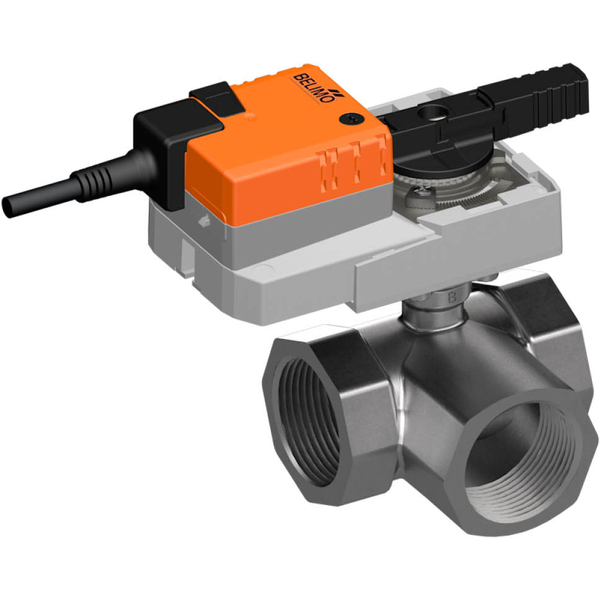 Belimo 3-Way Characterized Valve Rp2 Kvs25 24VAC/DC 90s BACnet/Modbus 20Nm IP40 RJ12 R3050-25-S4/SR24A-MOD-J6