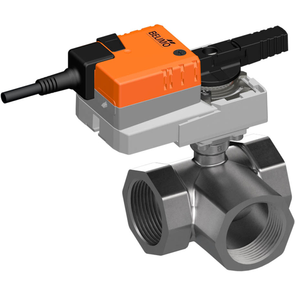 Belimo 3-Way Ball Valve Rp2 Kvs24 24VAC/DC 90s BACnet/Modbus/MP-Bus 10Nm IP54 R3050-BL3/NR24A-MOD