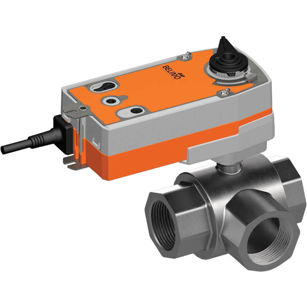 Belimo 3-Way Ball Valve Rp2 Kvs75 24-125VDC/24-240VAC Fail-Safe 75s 2-point 20Nm IP54 R3050-BL4/SRFA