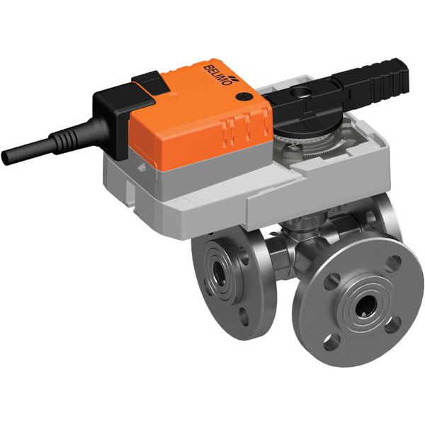 Belimo 3-Way Ball Valve DN20 Flange Kvs32 24VAC/DC 90s BACnet/Modbus/MP-Bus 20Nm IP54 R7020R-B1/SR24A-MOD