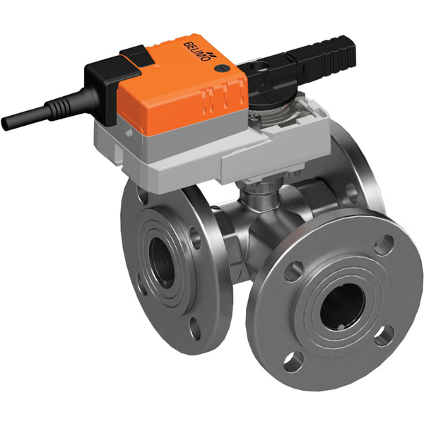 Belimo 3-Way Ball Valve DN32 Flange Kvs32 24VAC/DC 90s 2/3-point 10Nm IP54 R7032R-B3/NR24A