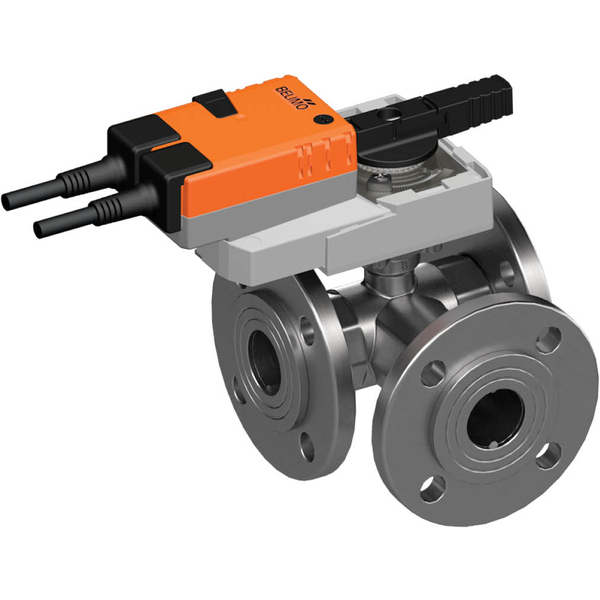 Belimo 3-Way Ball Valve DN32 Flange Kvs32 24VAC/DC 90s BACnet/Modbus 10Nm IP40 R7032R-B3/VNR24A-LP1