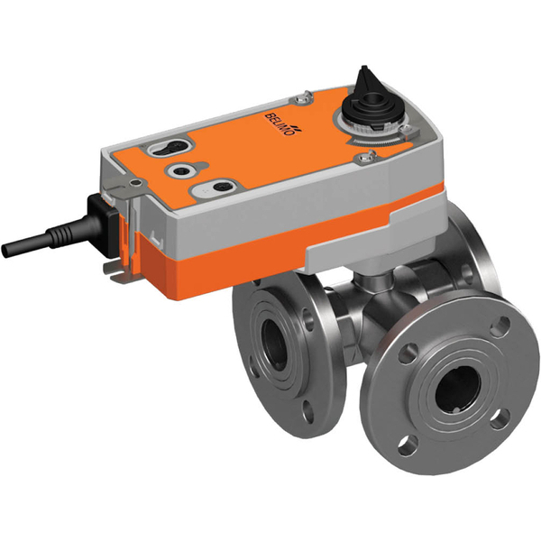 Belimo 3-Wege Kugelhahn DN40 Flansch Kvs31 24VAC/DC Fail-Safe 75s 2-Punkt 20Nm IP54 SPDT R7040R-B3/SRF24A-S2