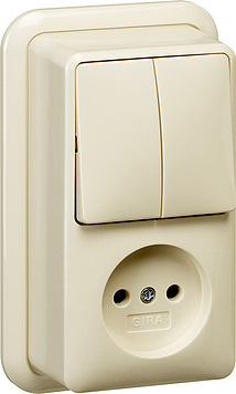 Gira Combination Outlet Series With Mounting Plate Cream White - 047510