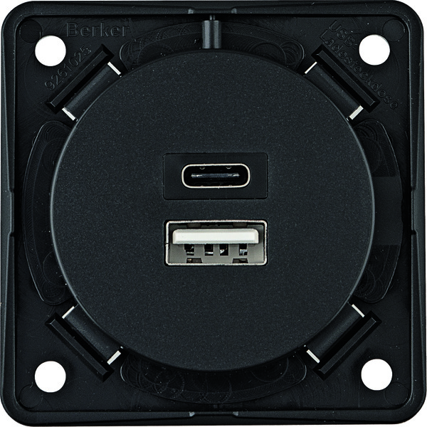 USB-A+C 3A/230V Oplaadcontactdoos 2 Gang Schroefaansluiting - 926202505