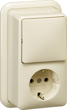 Gira Combi Switch Wall Socket With Mount Plate Cream - 017610