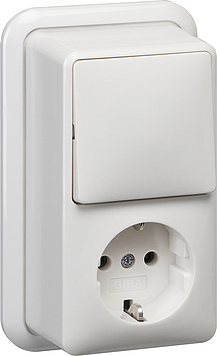 Gira Combination Switch Socket White Surface Mounted - 017611