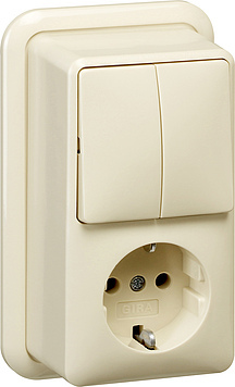 Gira Series Combination Socket RA Series Build Up Cream White - 017510