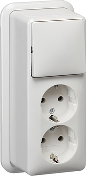 Gira Combi Switch With Double Wall Socket And Grounding - 018611