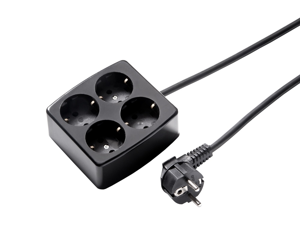 Martin Kaiser 4-Way Socket With Earthing Cable 1.5m Black (European Socket) - 536ZL/15W/SW