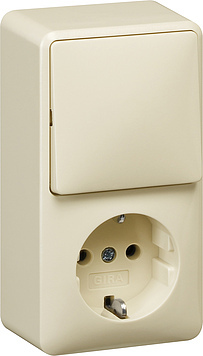 Gira Combination Switch Socket Vertical Mounting Cream White - 017612