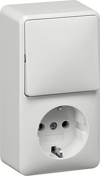 Gira Combination Switch And Socket Outlet Mount Pure White - 017614