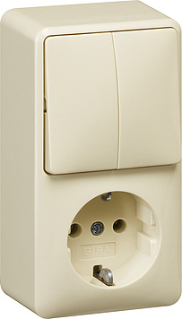 Gira Combination Wall Socket RA Series Surface Mount Cream White - 017512