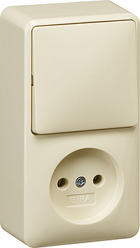 Gira Combination Switch and Socket Surface Mount Cream White - 047612