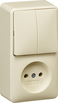 Gira Combination Switch Socket Series Cream White Build-Up - 047512