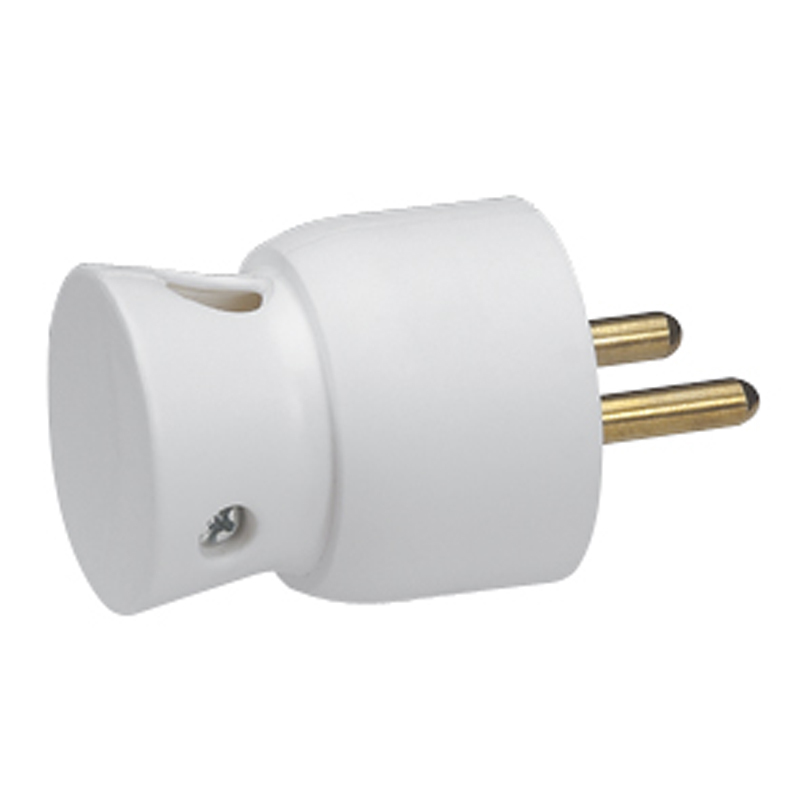 Fiche PVC blanche 90 degrés 2P+PA 16A/250V - 050416