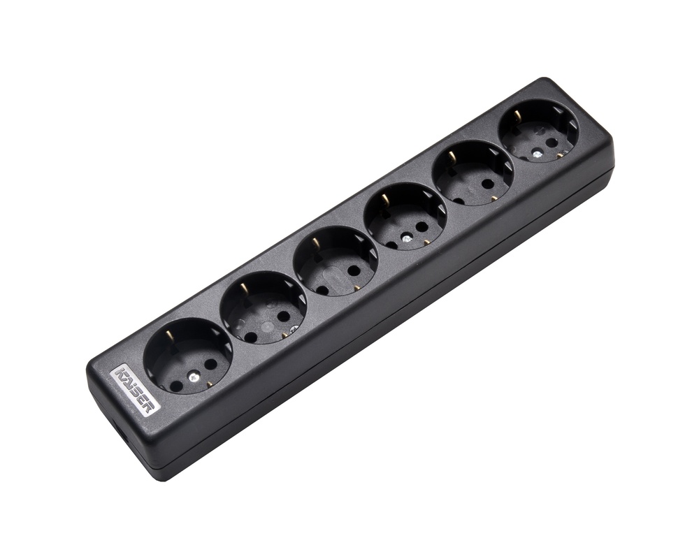 Martin Kaiser 6-Way 90 Degree Black Socket With Earth Contact (European Socket) - 1060/SW