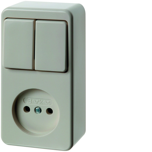 Hager Berker Series Switch With Socket Without Earth Contact - Surface White - 61673540