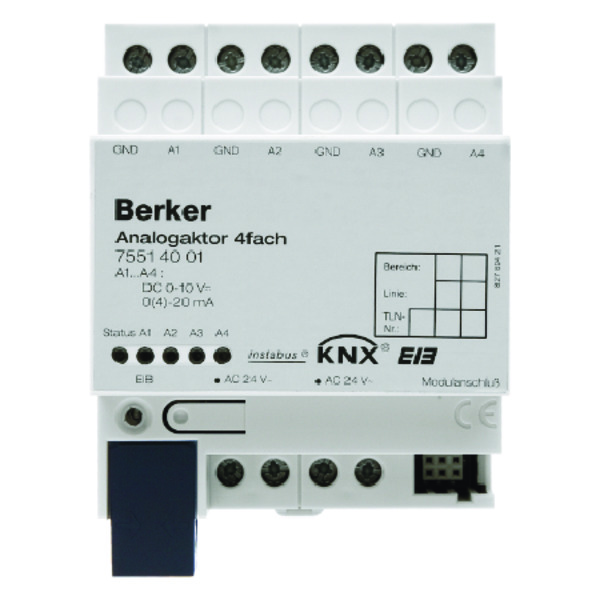 Hager Berker Actor Analógico 4-Gang Dispositivo Sistema KNX Gris Claro - 75514001