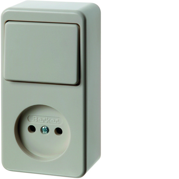 Hager Berker Combination Switch Socket Without Earth Contact White Surface - 61673640