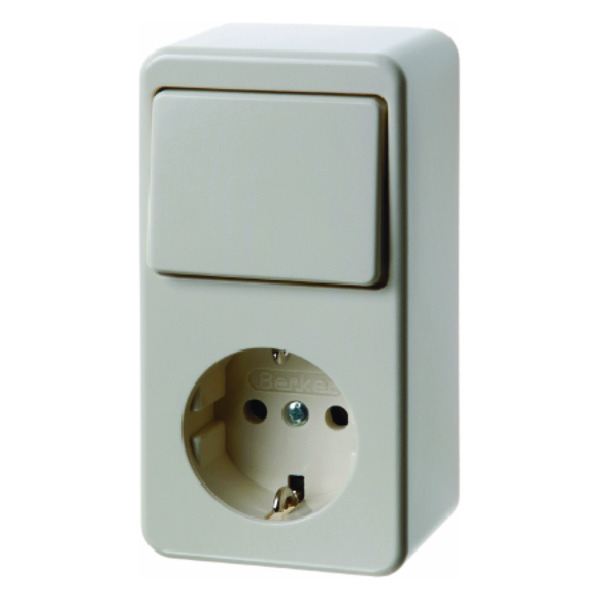 Hager Berker Combination Change-Over Switch with SCHUKO Outlet White - 479640